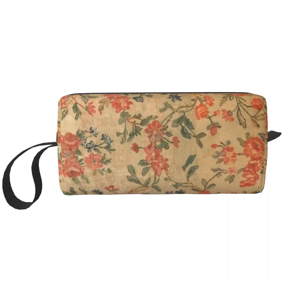 European Aubusson Antique Print Makeup Bags French Flowers Toiletry Cosmetic Bag Fashion Waterproof Makeup Organizer Case