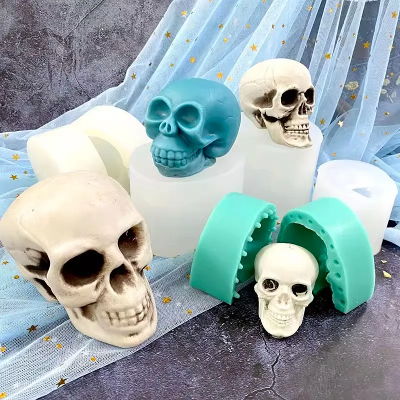 Halloween Skull Squeeze Mold Silicone Creative Chocolate Cake Decoration Candle Gypsum Mold