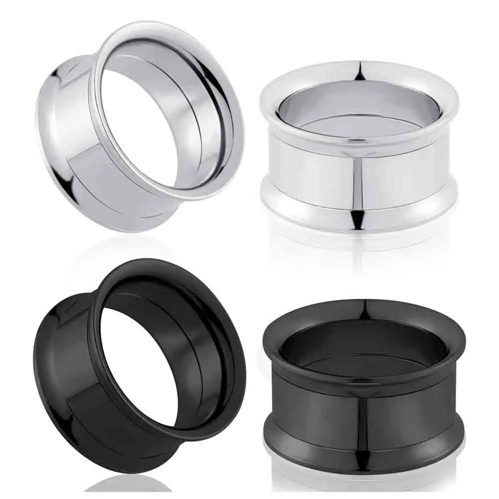 2 Paar Edelstahl Ohrtunnel Messgeräte Double Flare Ohrringe Expander Bahren Piercing Körperschmuck 8G-1" – Detail 1