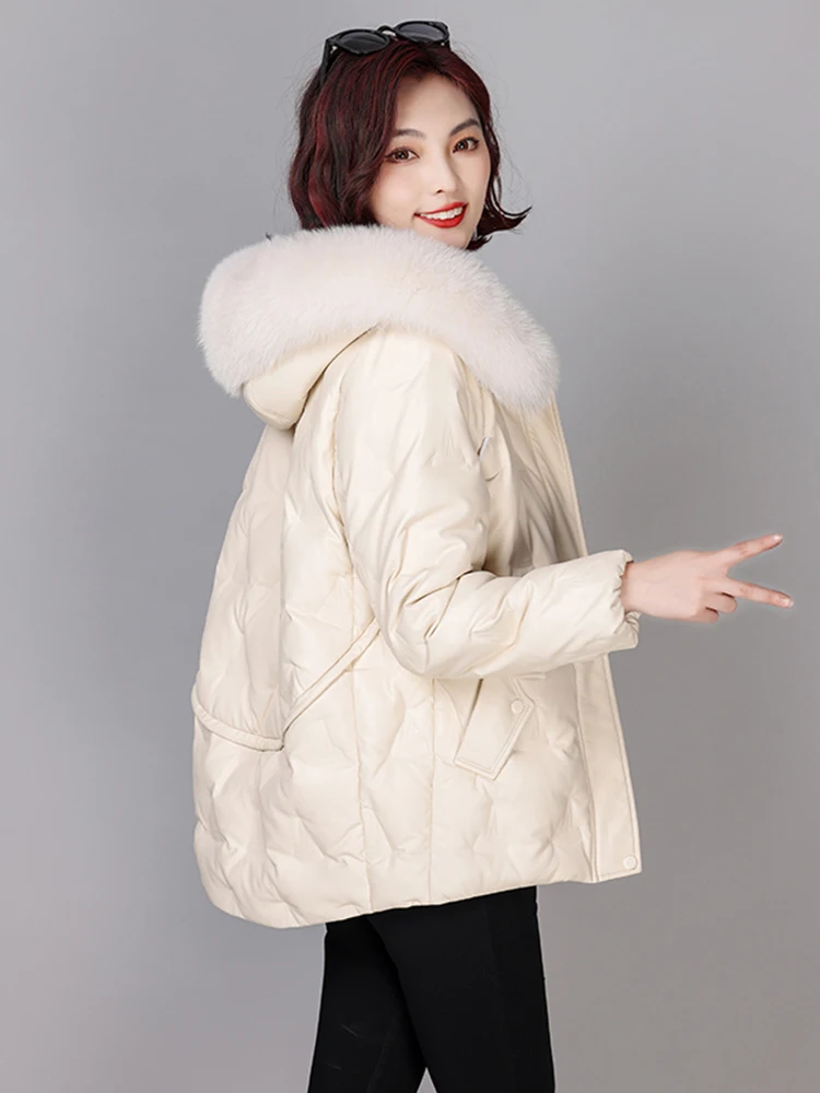   เสื้อโค้ทขนสัตว์แท้หนังแกะสำหรับผู้หญิง รุ่นใหม่ ฤดูหนาว สไตล์ลำลอง มีซิป