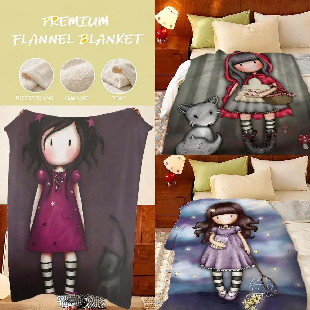 Anime Santoro Gorjuss Throw Plush Flannel Throw Blanket, Sofa Bed Travel Picnic Home Textile Decor