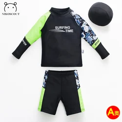 Boys' Swimsuit Long-Sleeved Split Medium and Large Kidsren's Swimsuit Quick-Drying Kidsren's Hot Spring Kidsren's Surfing Suit Boy's Swimsuit