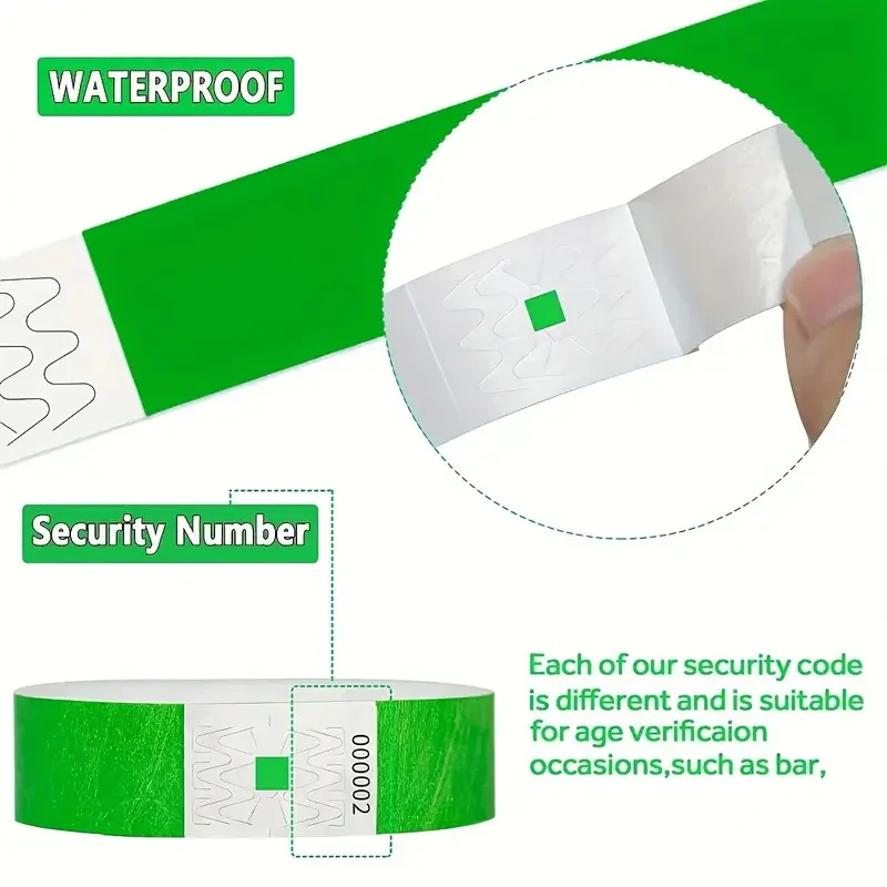 맞춤형 손목 밴드 종이 티켓 파티 밴드 이벤트용 개인 맞춤형 손목 밴드 찢김 방지 방수 타이벡 도본 팔찌