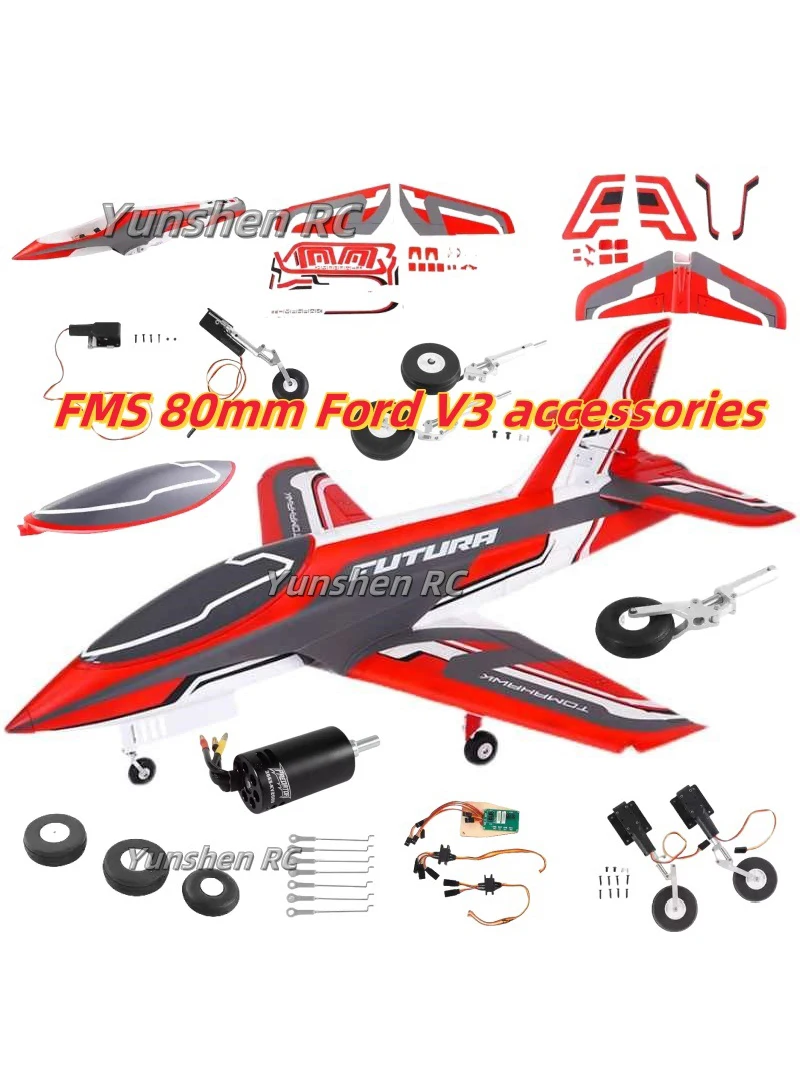 Fms 80mm Foton V3 Model Vliegtuig I Originele Accessoires Romp Platte Staart Hoofdvleugel Verticale Staart Landingsgestel Band Led licht - afbeelding 2