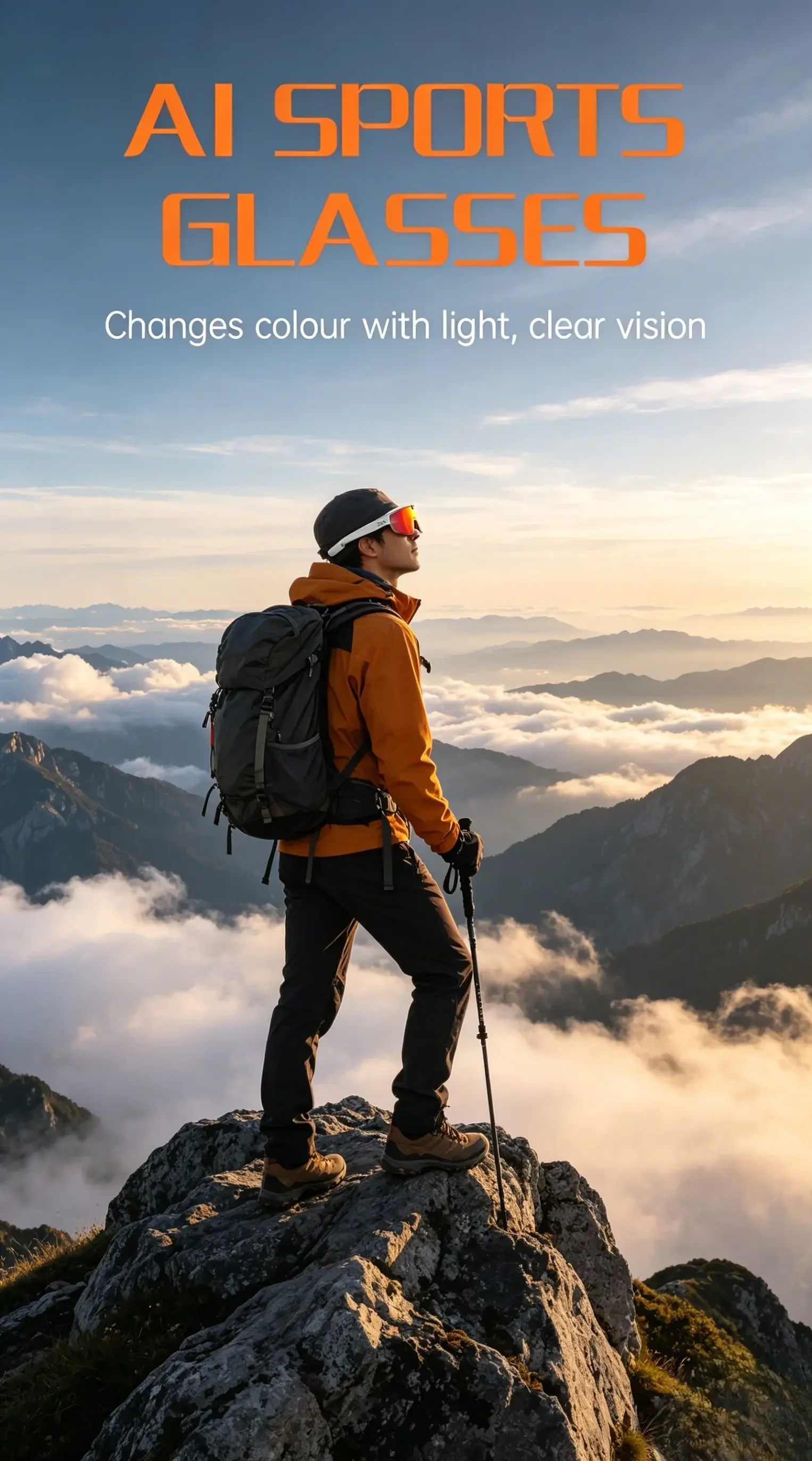 

AI Smart Glasses, Men's Cycling Sports Sunglasses, Built-in Camera for Video Recording, Real-Time Translation Bluetooth Calling