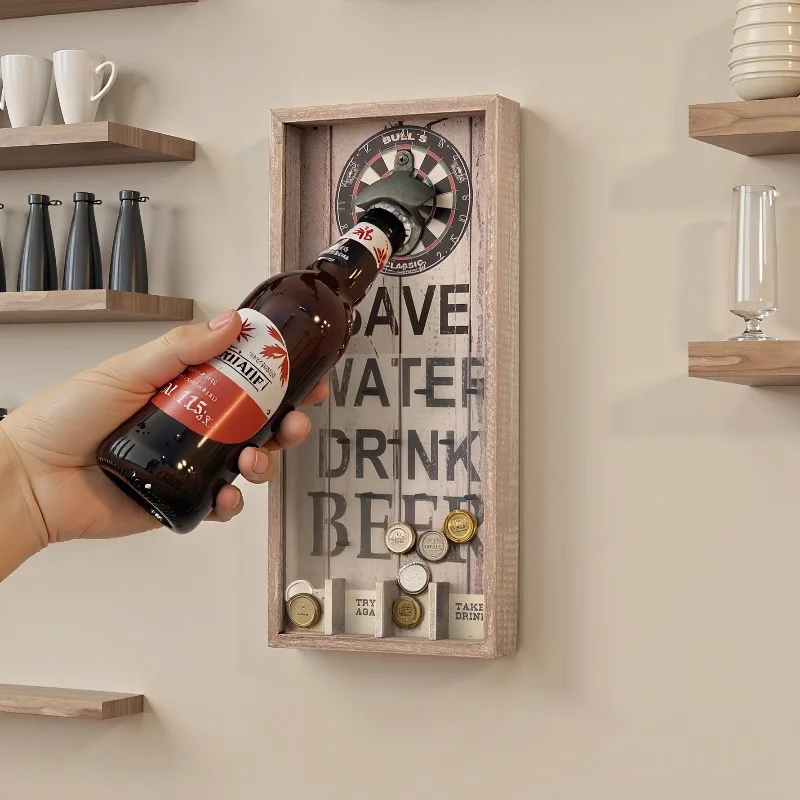 Europe Beer Bottle Opener Old Wooden Frame Wall Creative Bottle Opener Cast Iron Wall Hanging Beer Openers Retro Bar Supplies
