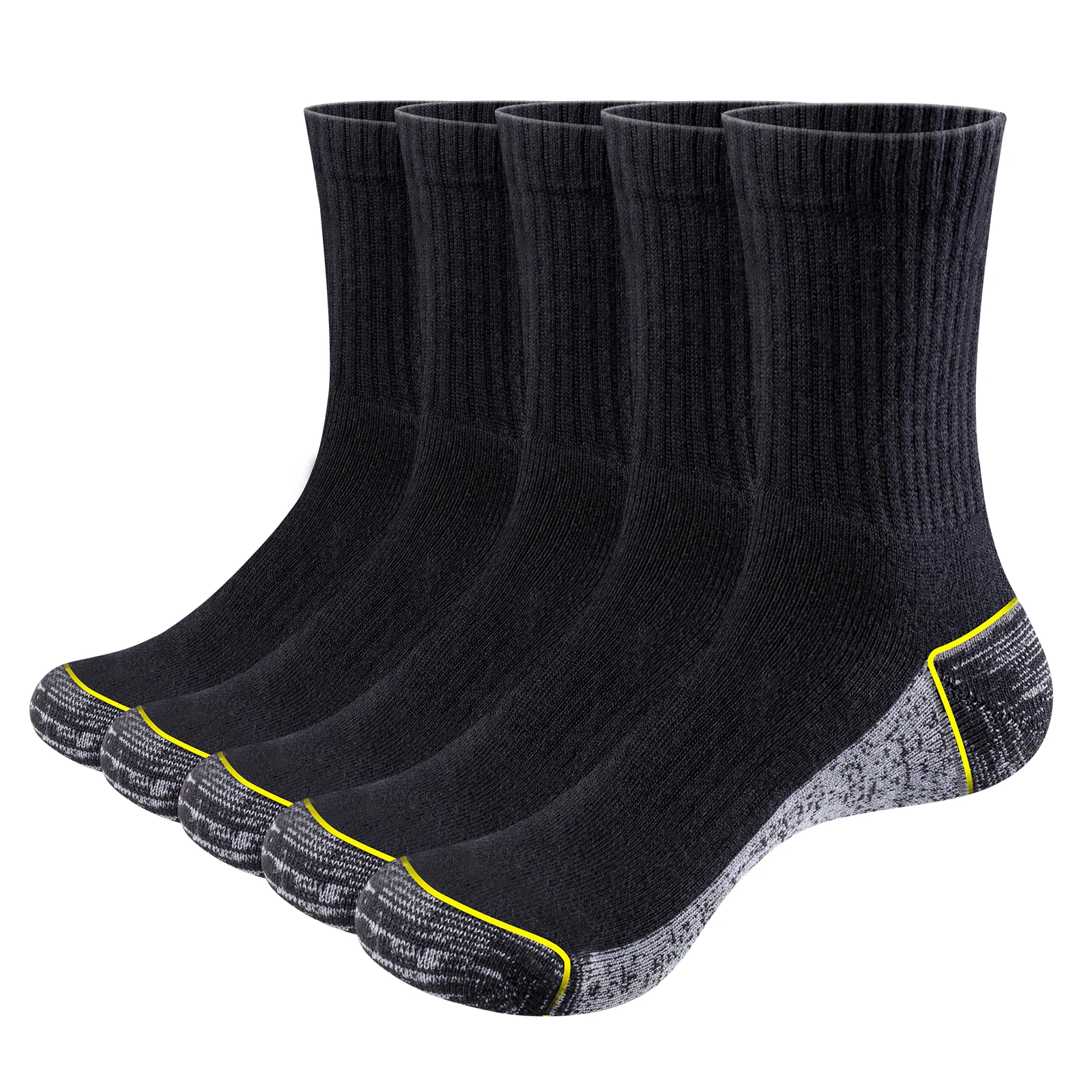 

YUEDGE Mens Athletic Hiking Socks 5 Pairs Performance Cushioned Moisture Control Cotton Work Boot Crew Socks for Men