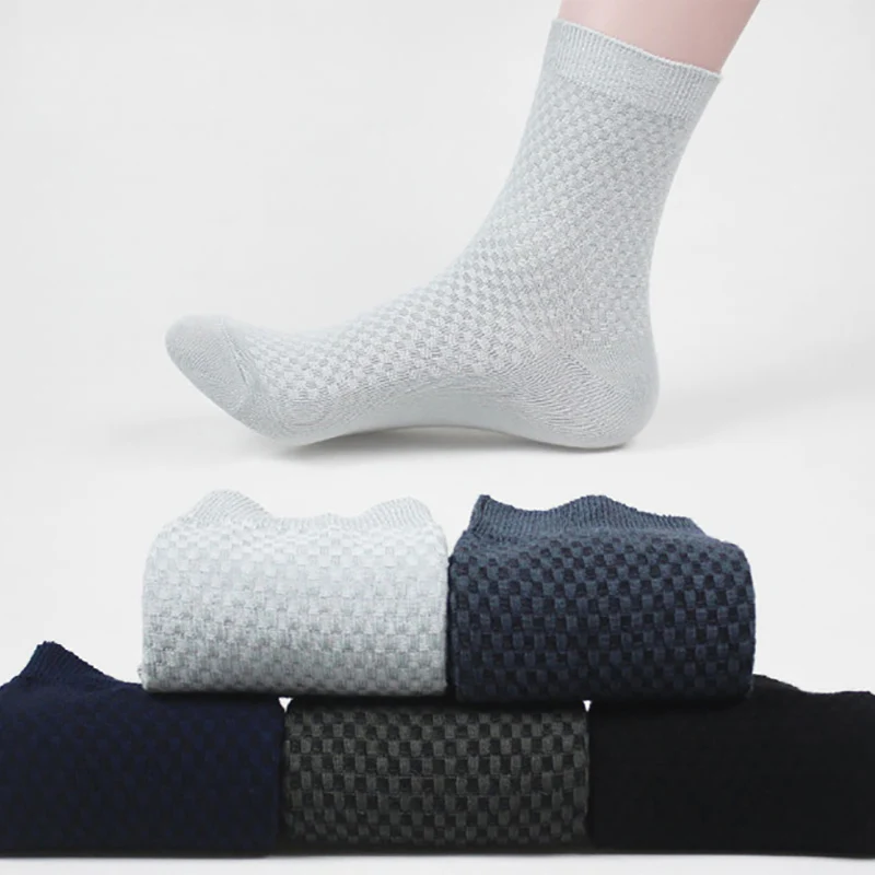 Men Fiber Socks Brand New Casual Business Deodorant Breatheable Long Soft Mesh Cotton Comfortable Socks Men 4 Pairs