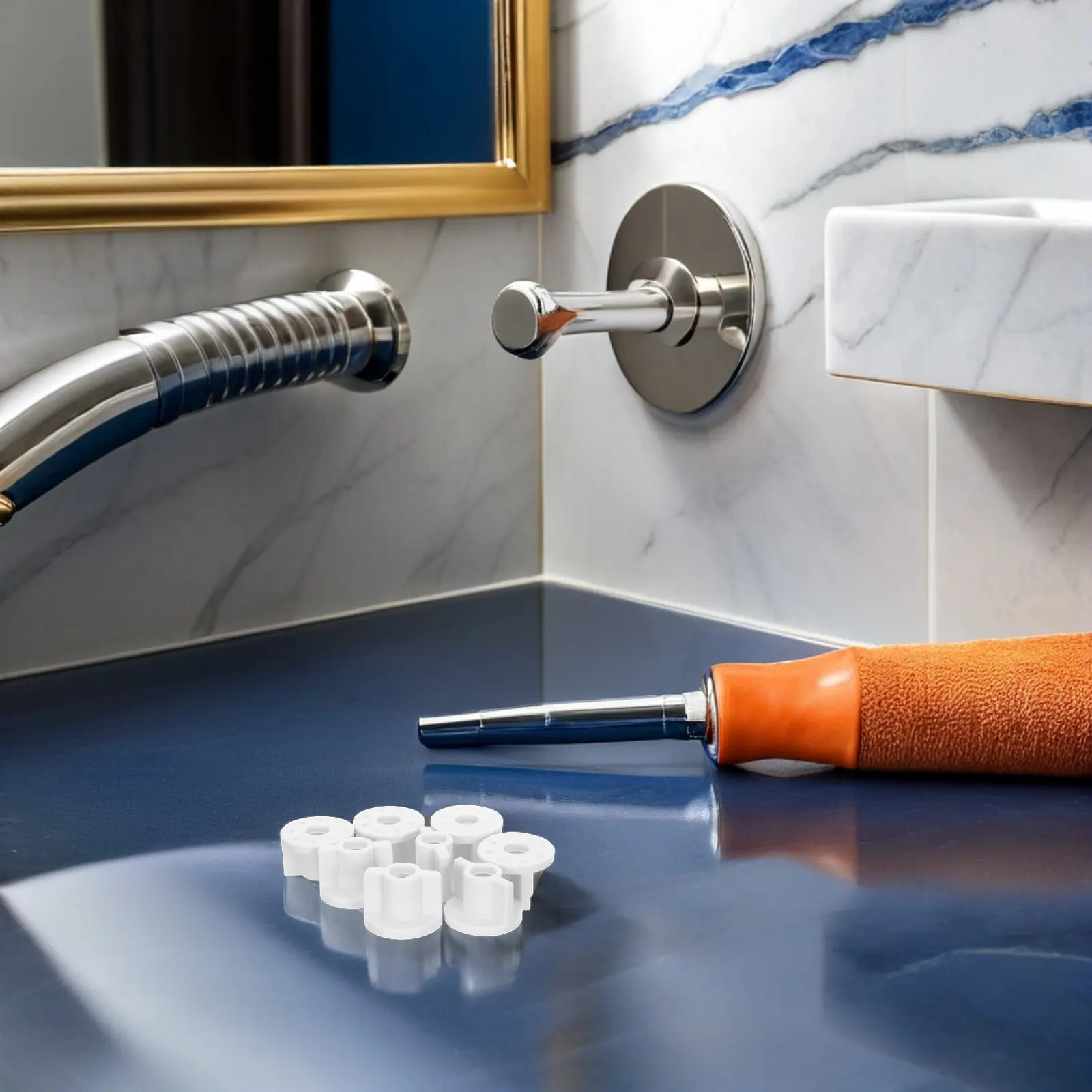 8 Sets Toilet Lid Hinge Nuts Fastener Kit with Backplate for Commercial & Residential Use