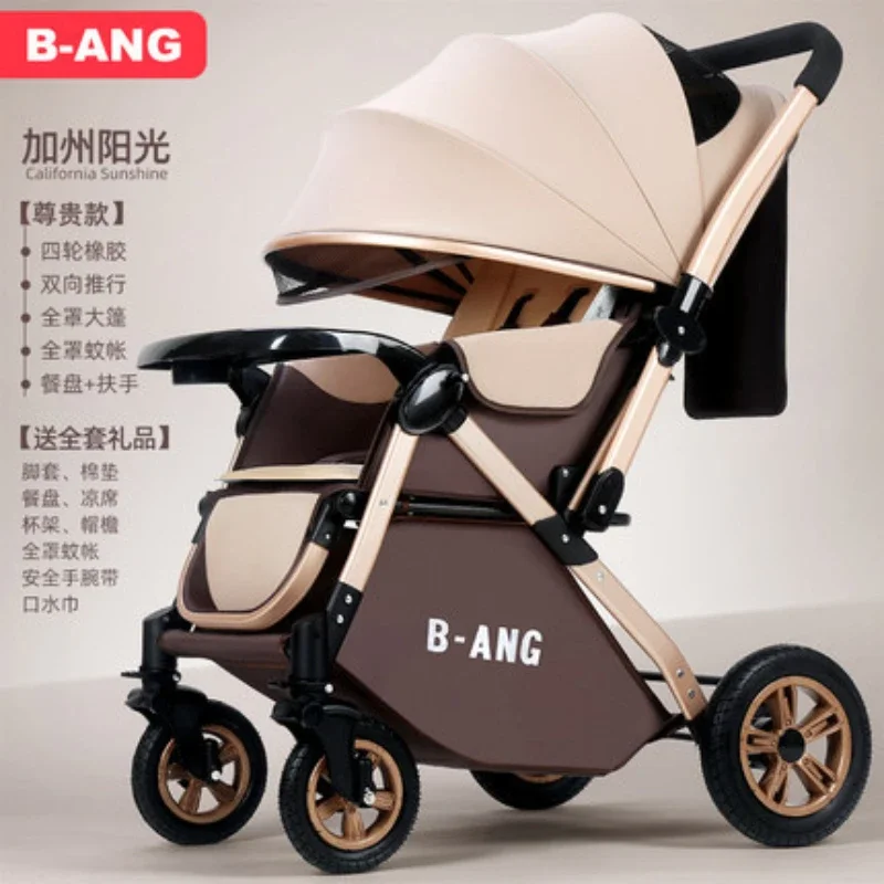 Baby Stroller Can Sit and Lie Down Light Folding Baby Parachute Four-wheeled Shock Absorber Children's Two-way Wheelbarrow