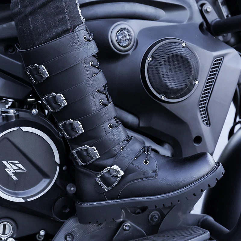 Men's Professional Motorcycle Boots Microfiber Leather Motocross Street Gear Racing Shoes for Off-Road Motorboats