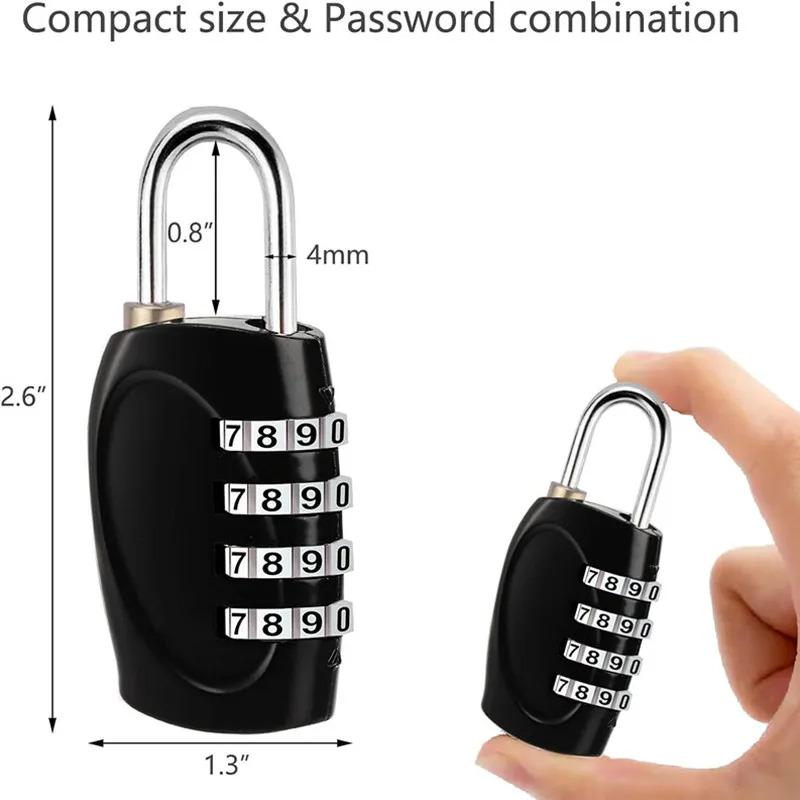 Combination Lock 4 Digit Padlock for School Gym Locker, Sports Locker, Fence, Toolbox, Gate, Case, Hasp Storage