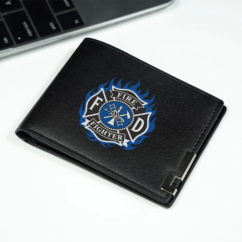 FIRE FIGHTER EMBLEM PORtafoglio sottile da uomo in pelle PU LEGGERO DURABILE DESIGN MINIMALISTA STILE DA Usi per tutti i giorni