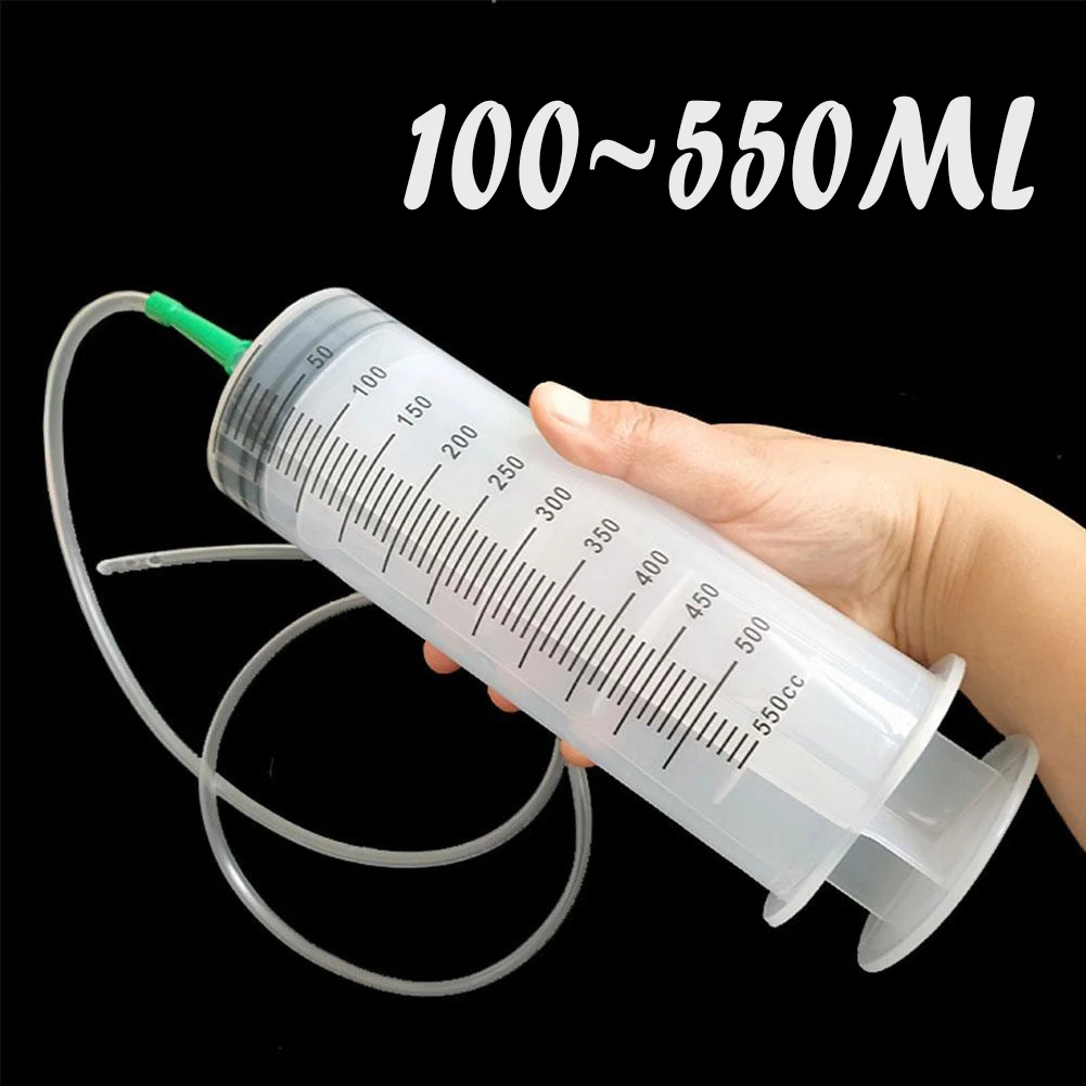 100-550ml Plastic Car Oil Pet Feeding Pump Nutrient Measuring Big Syringe Reusable 100cm Hose Syringes Large Capacity Syringe