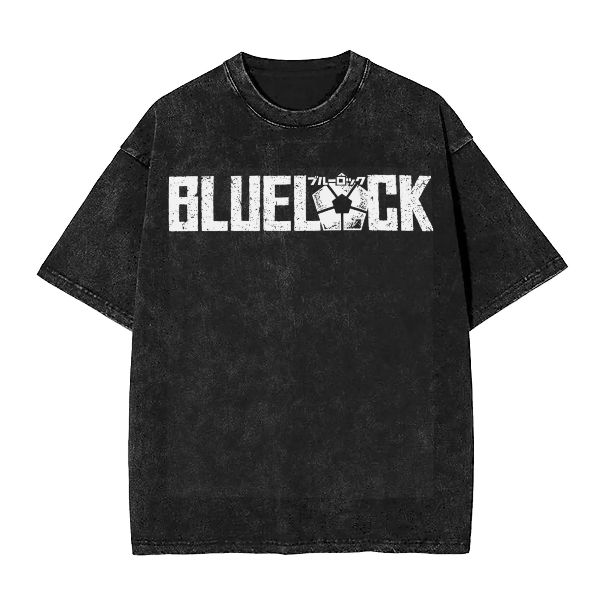 Blue Lock Washed T Shirt Streetwear Hip Hop Vintage T-Shirts  Tees Tops Men Women Short Sleeve High Street Graphic Printed