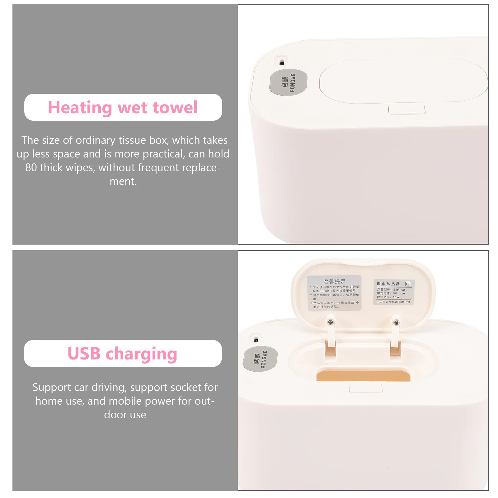 

Portable Baby Wipe Warmer Large Capacity Tissue Dispenser for Indoor Outdoor Baby Diaper Changing Soothing Wipes