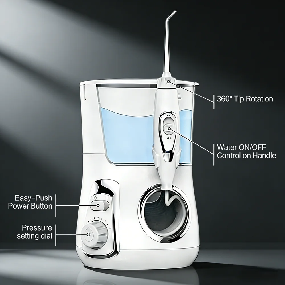 

Electric Oral Irrigator 800ML 10 Modes 5 Jet Tips Water Flosser for Family Use, Teeth Clean & Bad Breath Reduction