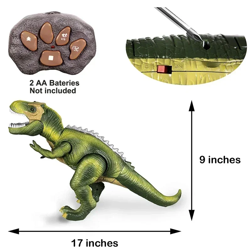 Dinossauro elétrico rc crianças brinquedos para animais de estimação tiranossauro rex controle remoto modelo animal olhos brilho caminhada sons para meninos crianças presentes