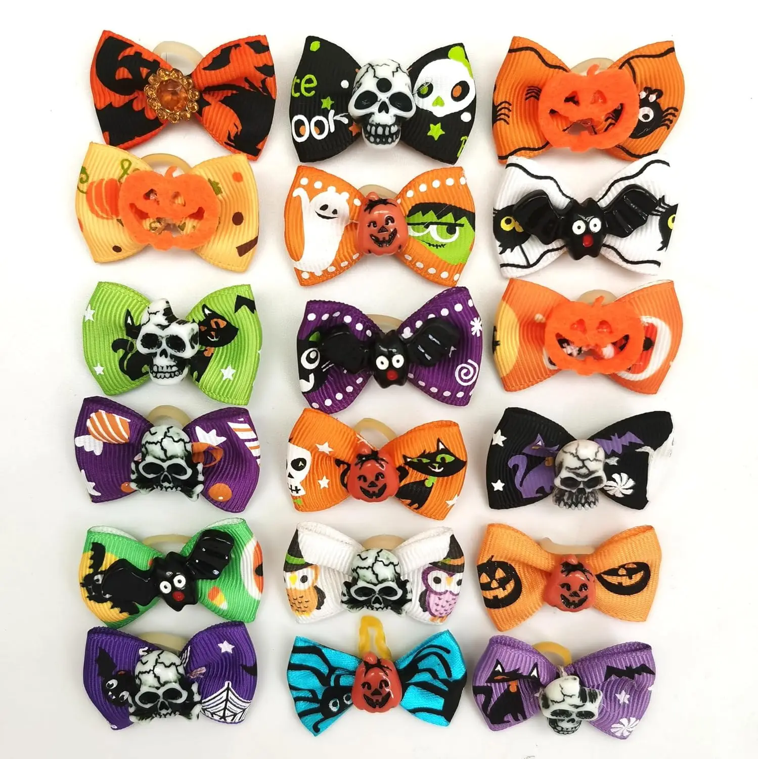 Halloween-Band mit Schleife für Welpen, Yorkie, Hundehaar, mit Gummiband, 40 mm, verschiedene Farben, verschiedene Muster, Haustierpflegeprodukte (Halloween) – Detail 6
