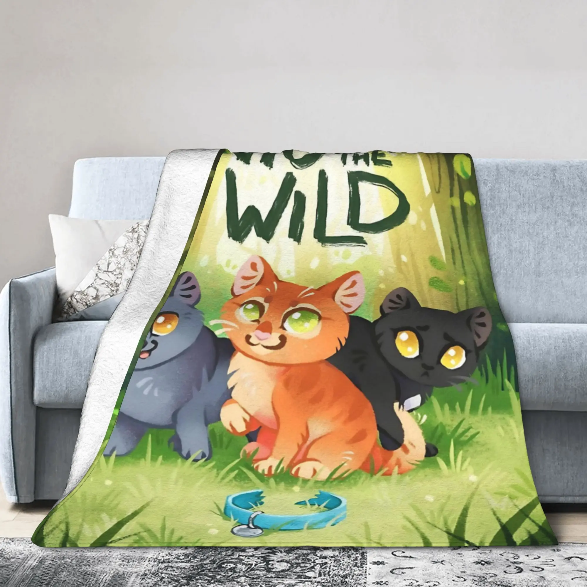 Warriors Fireheart Graystripe Cats Wool Blanket Ravenpaw Funny Bedding Throw Blankets for Sofa Couch Ultra-Soft Hotel Breathable