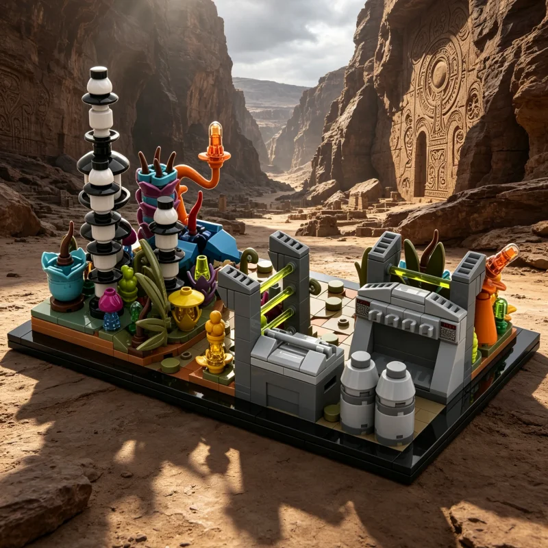 MOC Building Blocks Sci-Fi Planet Diorama Detailed Realistic Fantasy Landscape DIY Assembly Brick Set Desktop Scene Ornament