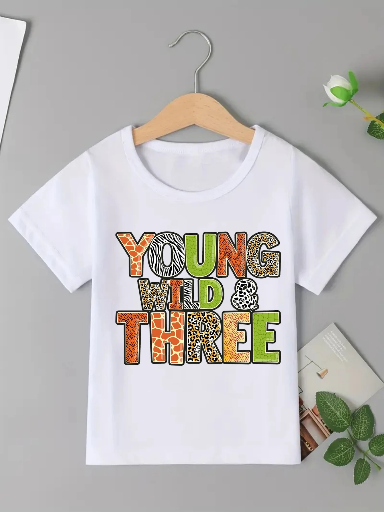 

Leopard Young Wild Three Letter Printed T Shirt Boys Girls 3rd Birthday Gift For Boys Toddler Shirt Kawaii Kids Clothes