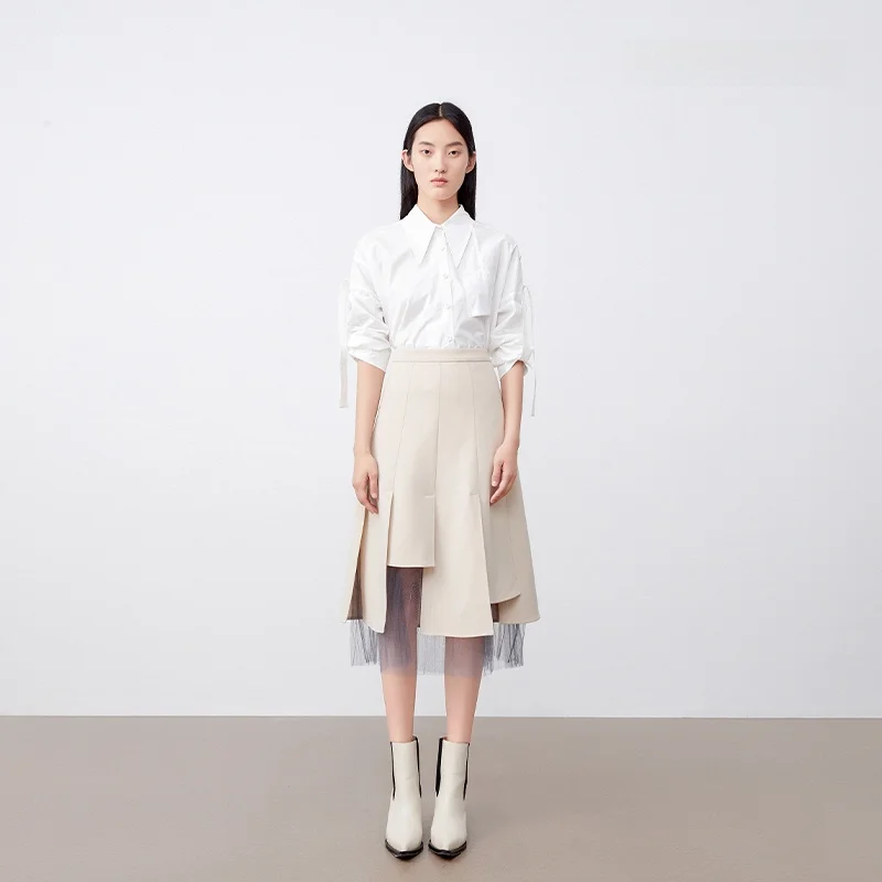 

Модная плиссированная юбка для женщин XMOOM: осенняя новинка, дизайнерская модель с вставками, миди-юбка в элегантном женственном стиле