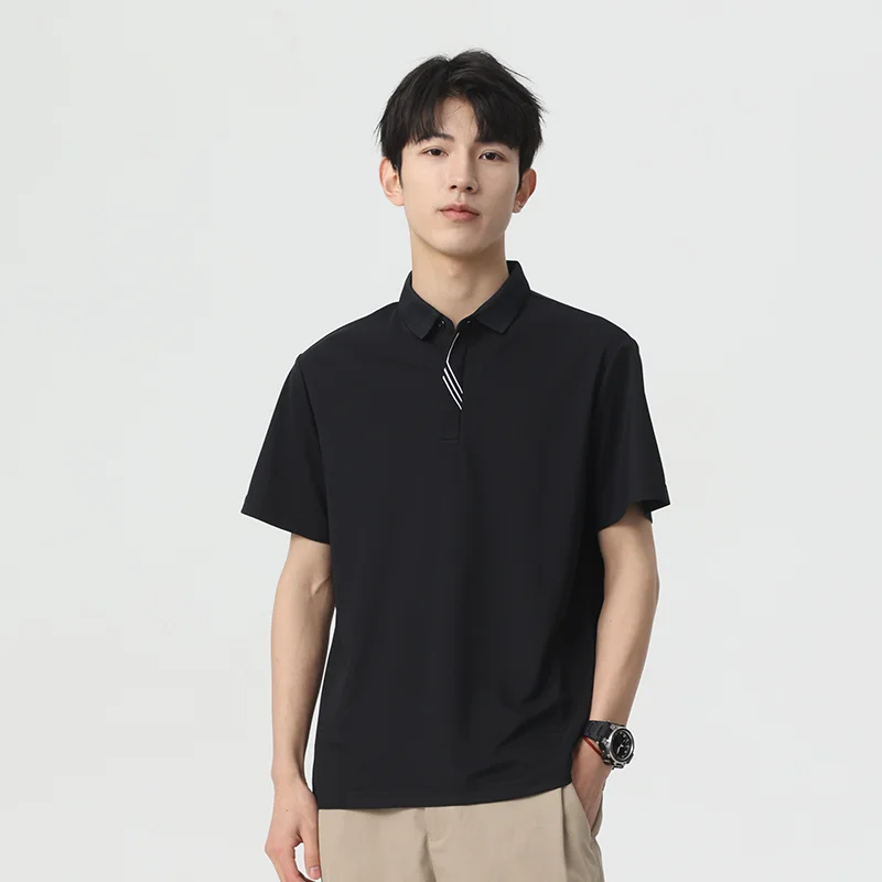 Men's polo spring and autumn short sleeve polo shirt special pattern design black sports leisure high quality fashion men's wear