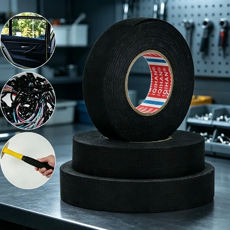 15M 9/15/19/25/32MM Heat-resistant Adhesive Cloth Fabric Tape for Automotive Cable Tape Harness Wiring Loom Electrical Heat Tape