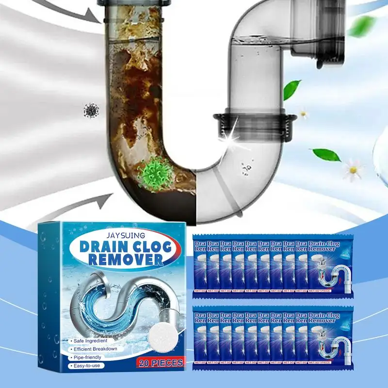 Jakehoe drain cleaner tablets remove grease, hair, and clogged drains, and also deodorize and unclog toilet drains