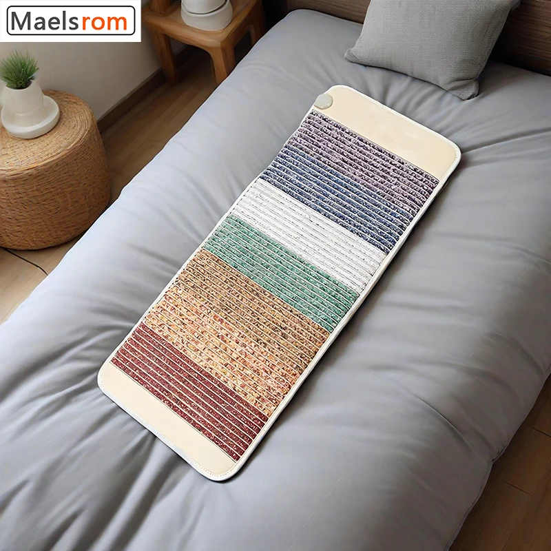 

Far Infrared Heating Mat Negative Ion Photon Therapy Mattress with 24 Gemstones, Amethyst Rainbow Pad for Back Pain Relief, Rela