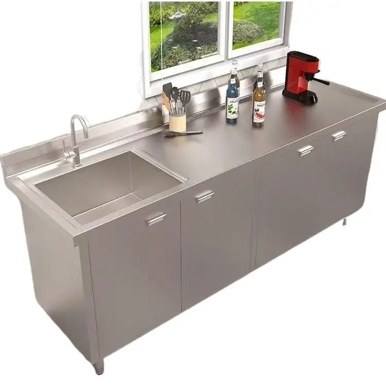 304 extra thick stainless steel sink sink kitchen washing dish sink commercial household integrated cabinet console