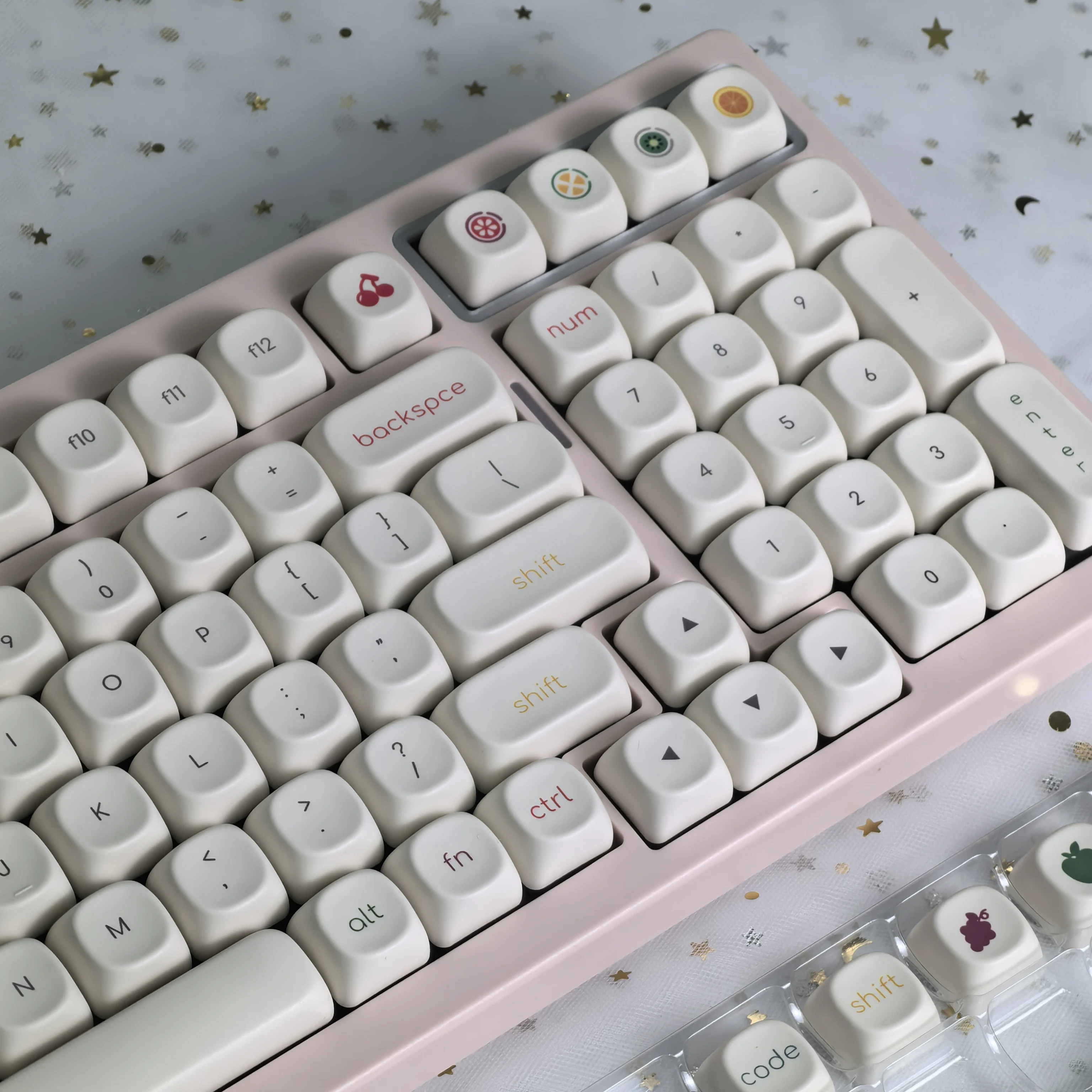Minimalist Fruit Keycap MOA Profile 124 Keys PBT Dye Sublimation Round Mechanical Keycaps Personalized Cute Yogurt Keycap
