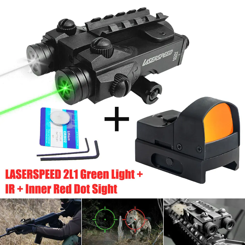 

Tactical Dual Beam Laser Sight Scope 2L1-GIR Shockproof Rifle Picatinny Rail Green Red Infrared Hunting Laser With Tail Switch