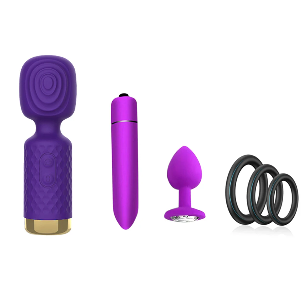 Adult Sex Toys Set AV Magic Wand Dildos Bullet Vibrators Anal Plug Penis Ring Butt Plug Cock Ring G-Spot Clitoris Stimulator