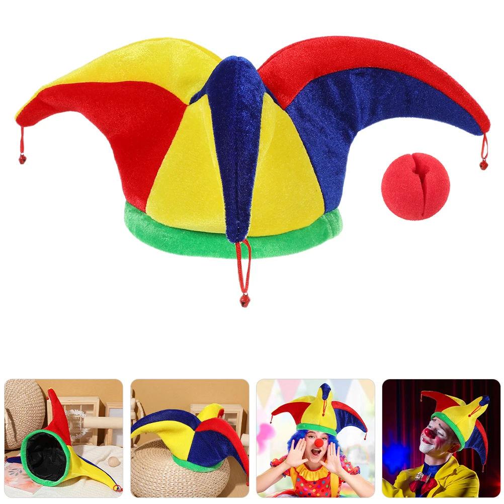 

1Set Clown Hat with Bells Funny Carnival Costume Party Performance Cosplay Props Festival Headgear Clown Headwear