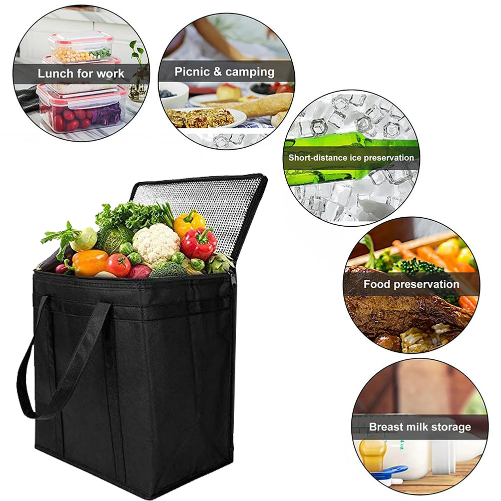 Thermal Lunch Bag Portable Camping Storage Bag Lightweight Thermal Cooler Bags Folding Thermal  Bag For Food Camping Supplies