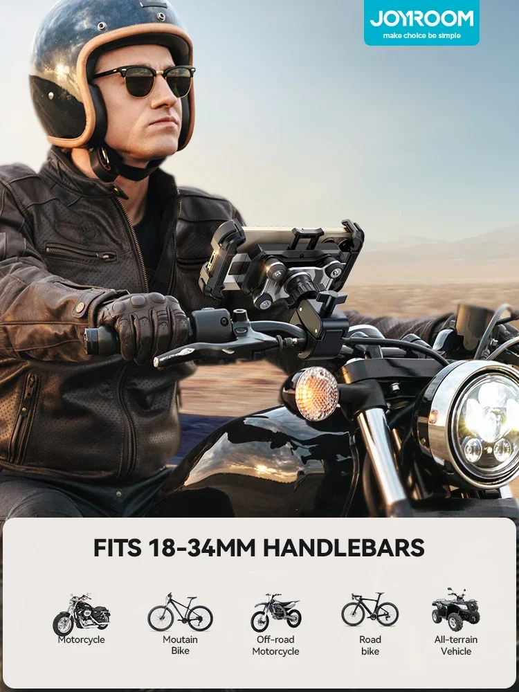 Держатель для телефона на мотоцикле Joyroom, антивибрационное крепление для телефона на руль мотоцикла, велосипедное крепление для телефона iPhone для телефона 4,7-7 дюйма