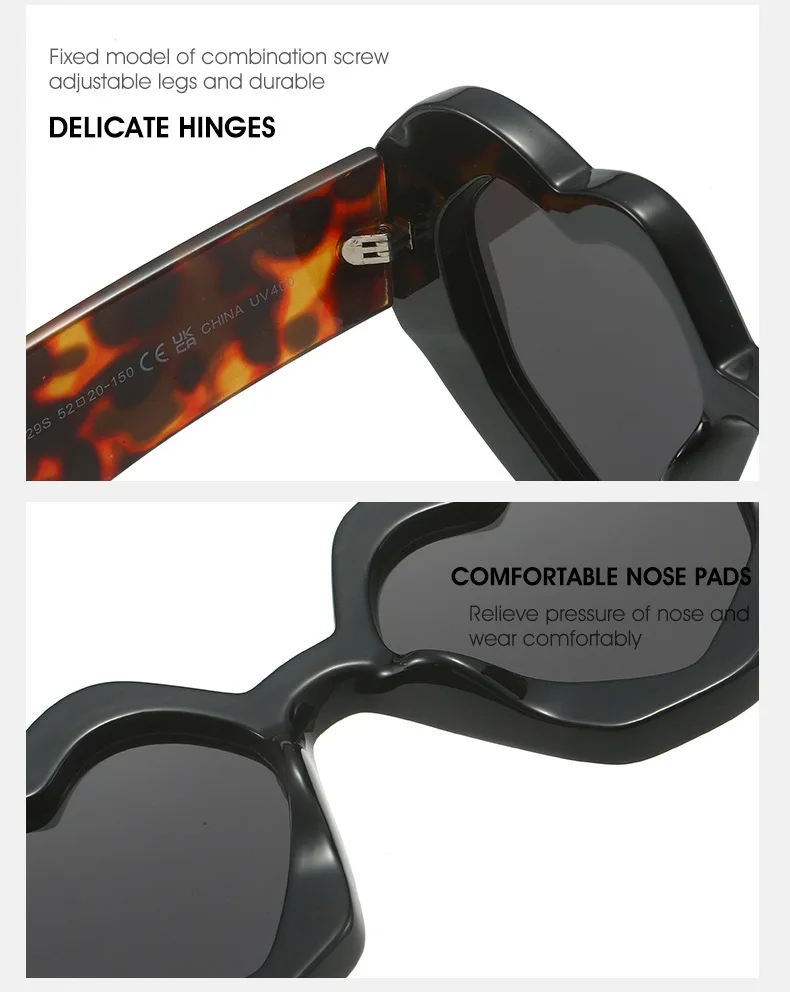 Bunte herzförmige Sonnenbrille Frauen Luxus Diamant übergroße Brille Sonnenbrille weibliche Strass Mode Mode Brillen Okulos – Detail 16