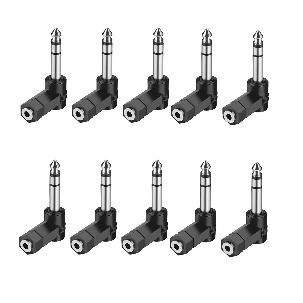 Audio Adapter 10 PCS Right Angled 6.35mm Male to 3.5mm Female Audio Adapter Converter Extender Stereo Headphone Audio Jack Plug