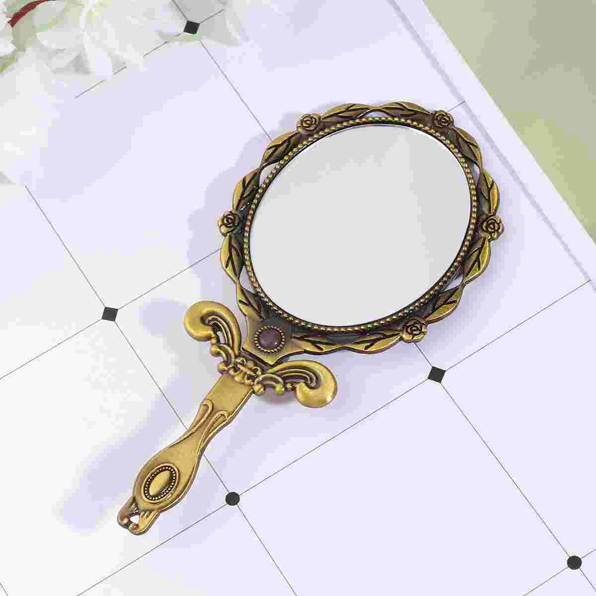 

Small Handbag Mirror Folding Handle Women Vintage Handheld Women's Makeup Pocket