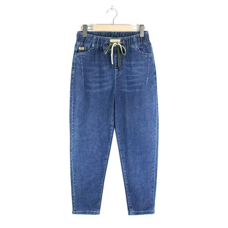 Women's Jeans Streetwear 2026 Spring Autumn New Elastic high waisted Harun pants Female Pocket Casual Denim Nine points Pants
