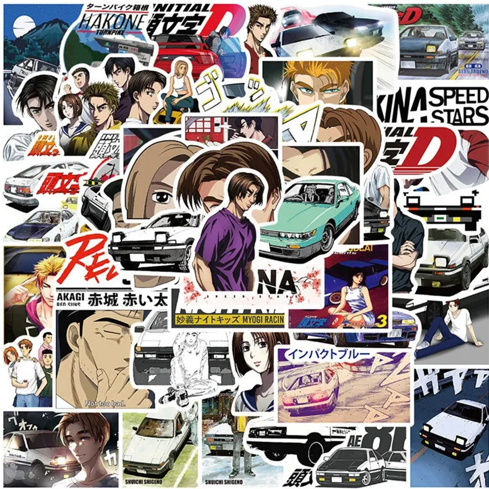 

10/30/50pcs Japanese Classic Anime Initial D Stickers Cartoon Decal Graffiti Motorcycle Guitar Laptop Car Cool Manga Sticker Toy