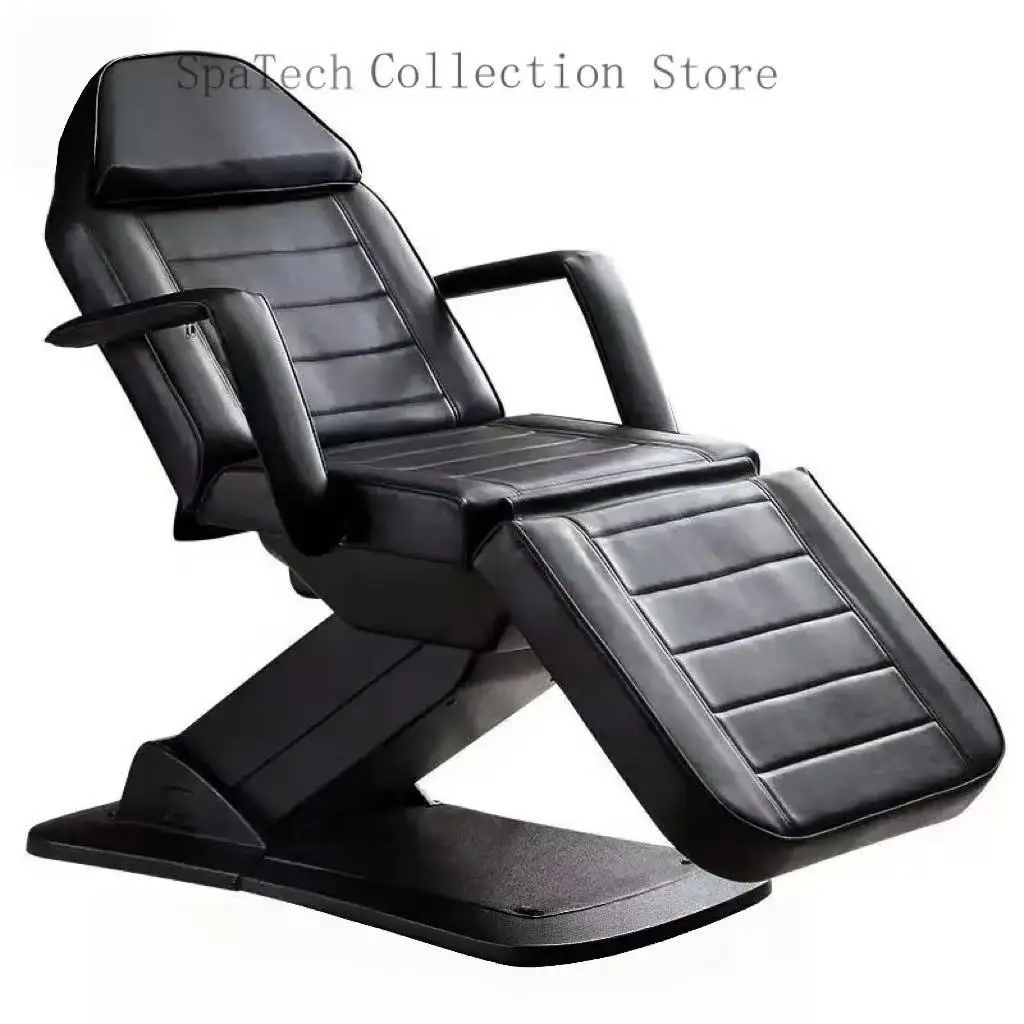 

3-моторная электрическая массажная кровать для татуировки, элегантная черная с ручным пультом дистанционного управления