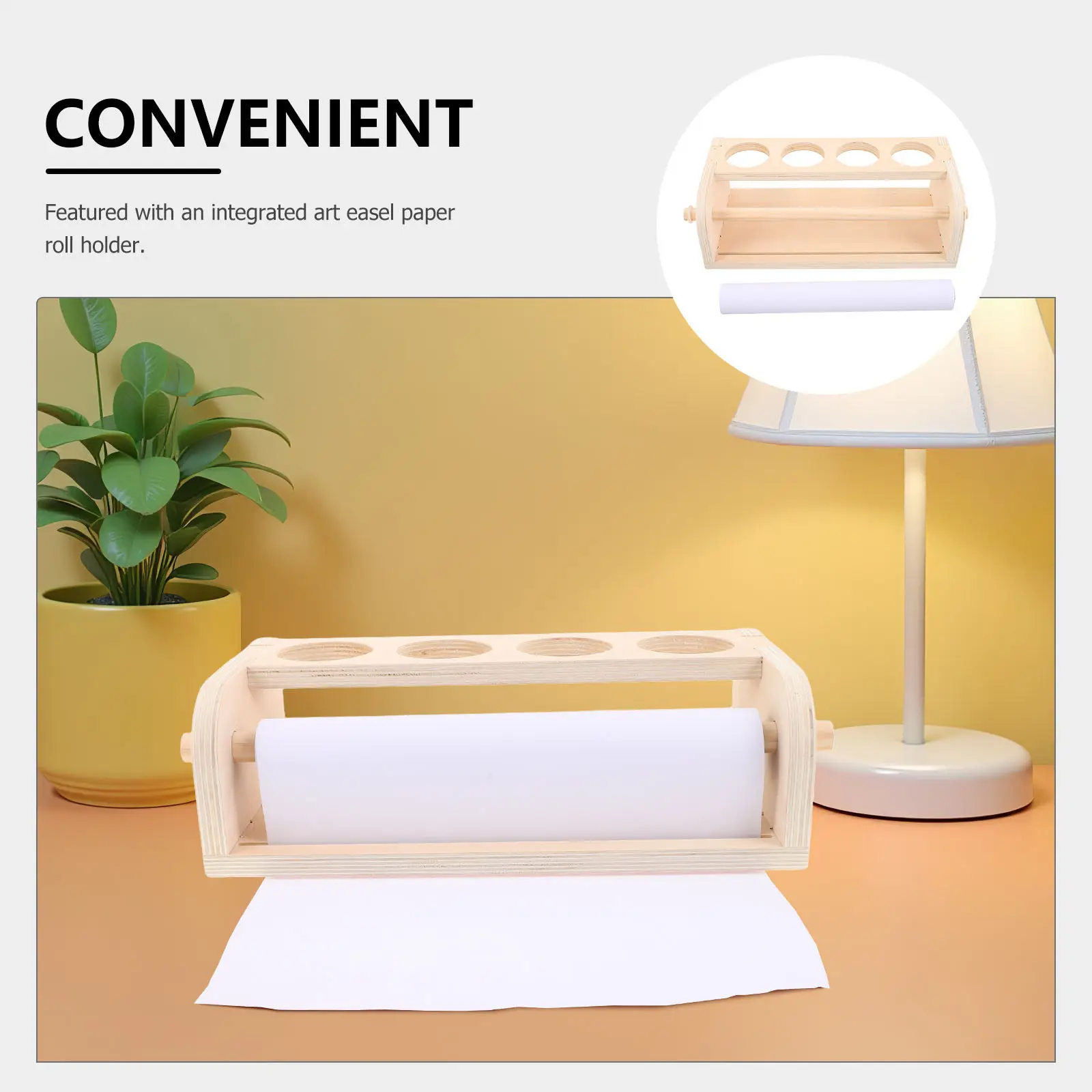 Kids Wooden Art Easel Paper Roll Holder 500x29cm Tabletop Painting Stand Stable Scroll Painting Display Rack for Home Classroom