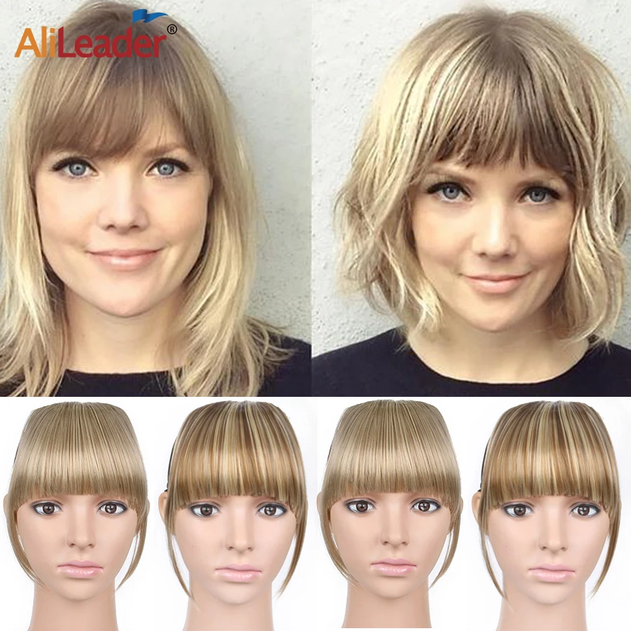 Alileader – Extensions capillaires synthétiques à frange émoussée, cheveux lisses, doux et légers, extension capillaire à Clip, plus Durable