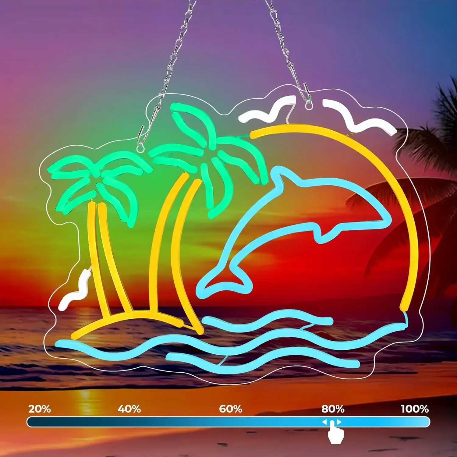 Summer Neon Sign Coconut Dolphin Sun LED Neon Dimmable LED for Wall Decoration USB Powered Outdoor Ocean Beach LED Sign for Cafe