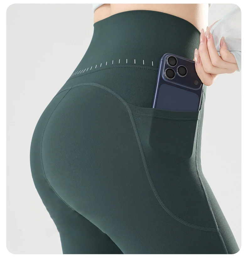 BIVIGAOS Spring Autumn Reflective Strip Side Pocket Yoga Leggings Women High Waist Hip Lift Sports Fitness Sharkskin Leggings