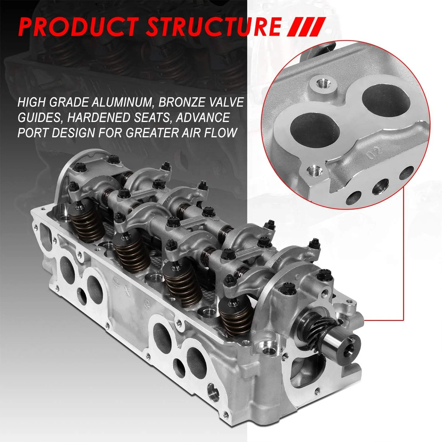 Cylinder Head Assembly Compatible With For Mazda 626 B2000 2.0L FE B2200 2.2L F2 SOHC 8V Engine 83-93, Aluminum Bare