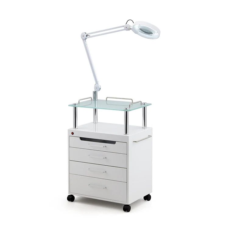 

Cart Beauty Trolley Medical Cart For Beauty Bed With LED Cold Light UV Ozone Disinfection Cabinet Tattoo Lamp